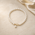 Moonlit Pearl Bracelet with gold clasp and pearl charm