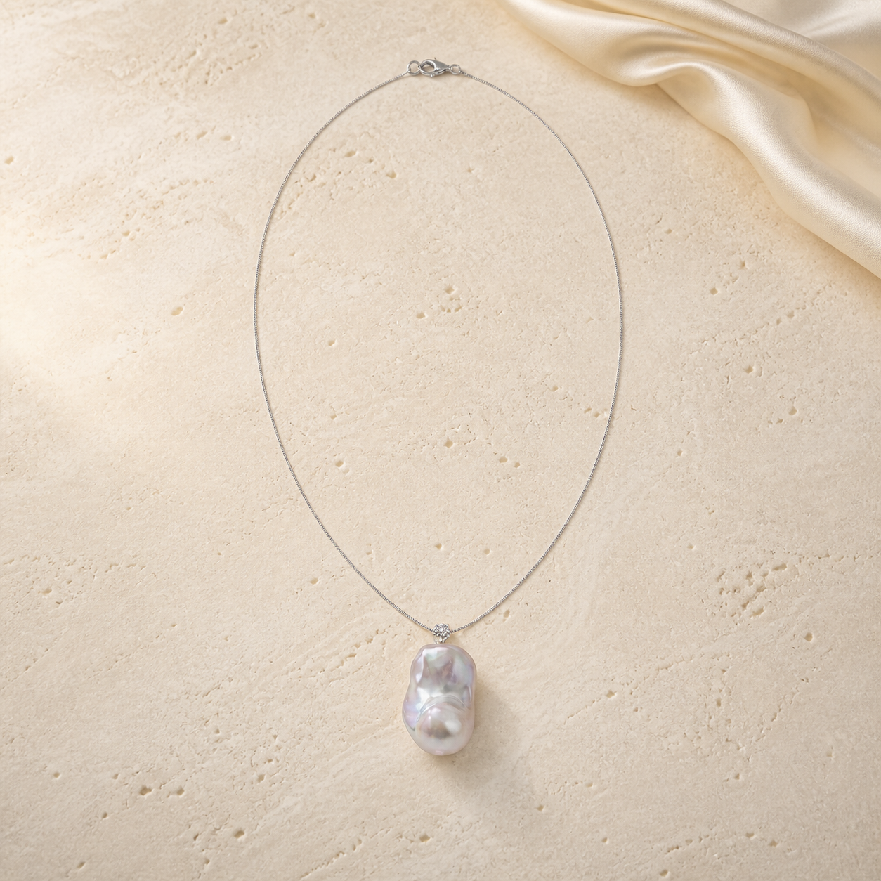Baroque Pearl Pendant Necklace in sterling silver