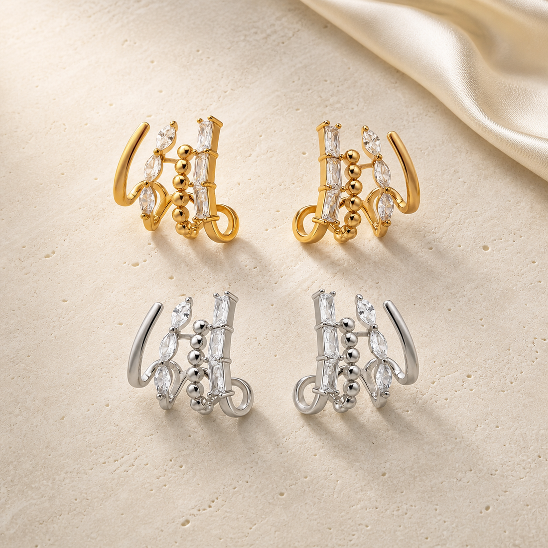 Irregular Zircon Metal Hoop Earrings