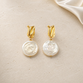 Roman Holiday Earrings on warm ivory travertine