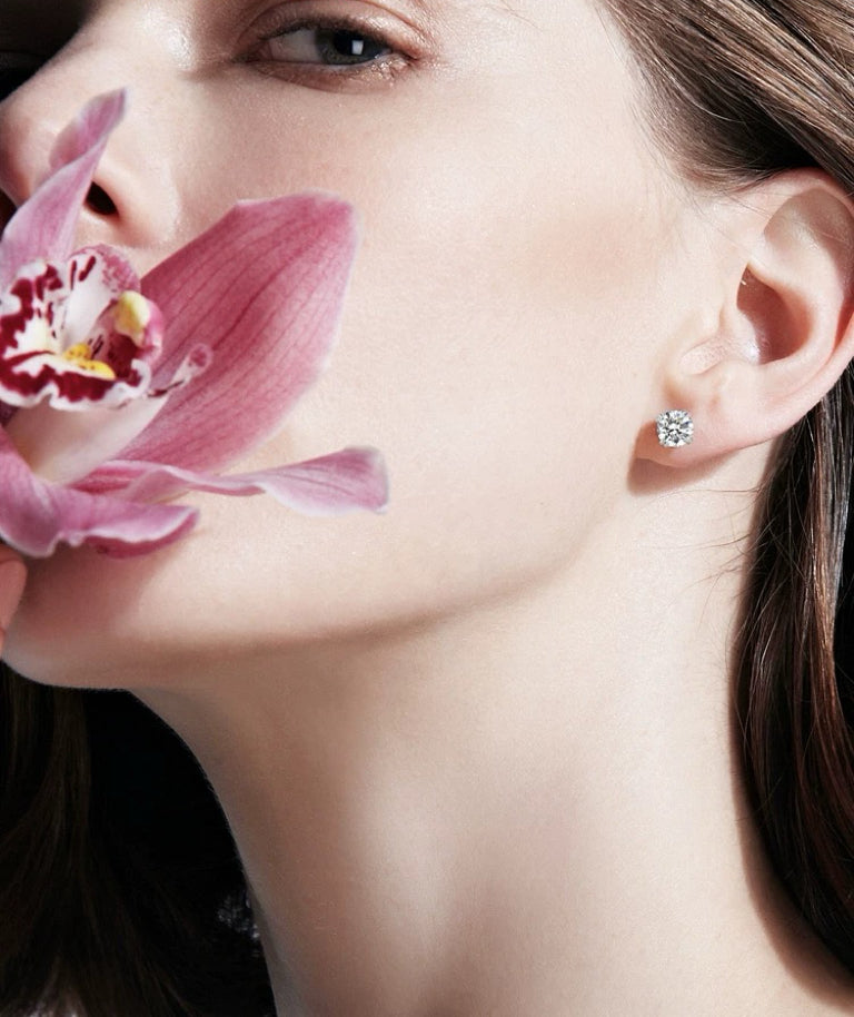 18ct white gold round diamond studs