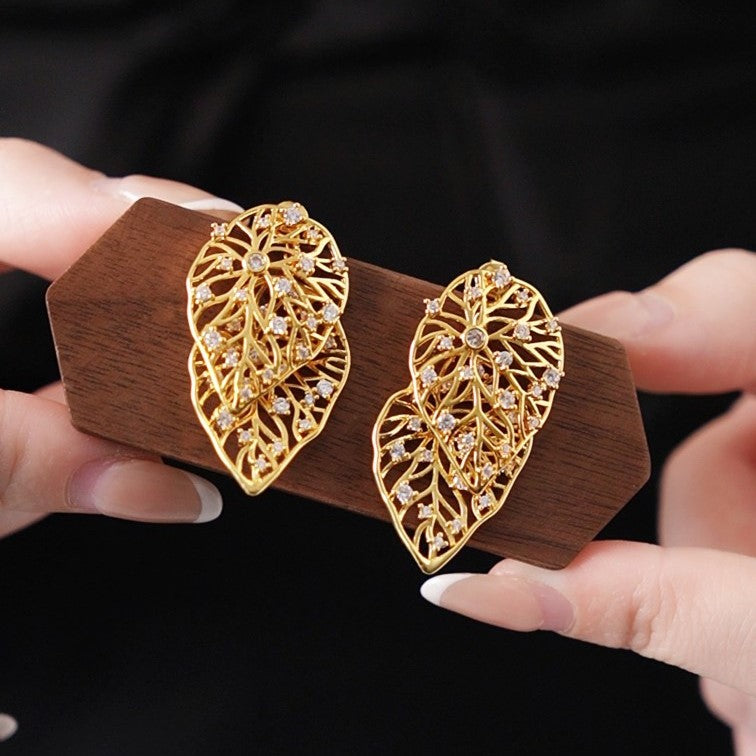 22K gold plated leaf earrings