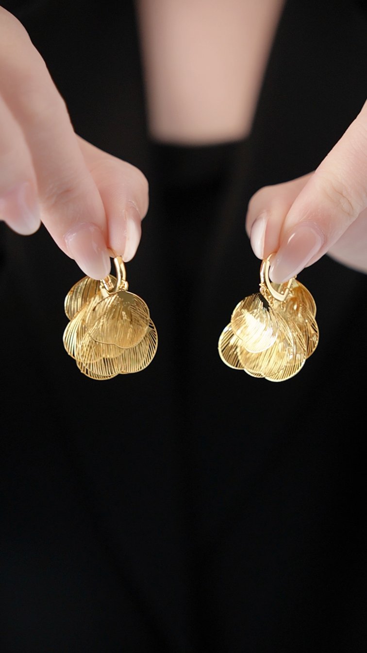 22K gold plated sculpted earrings