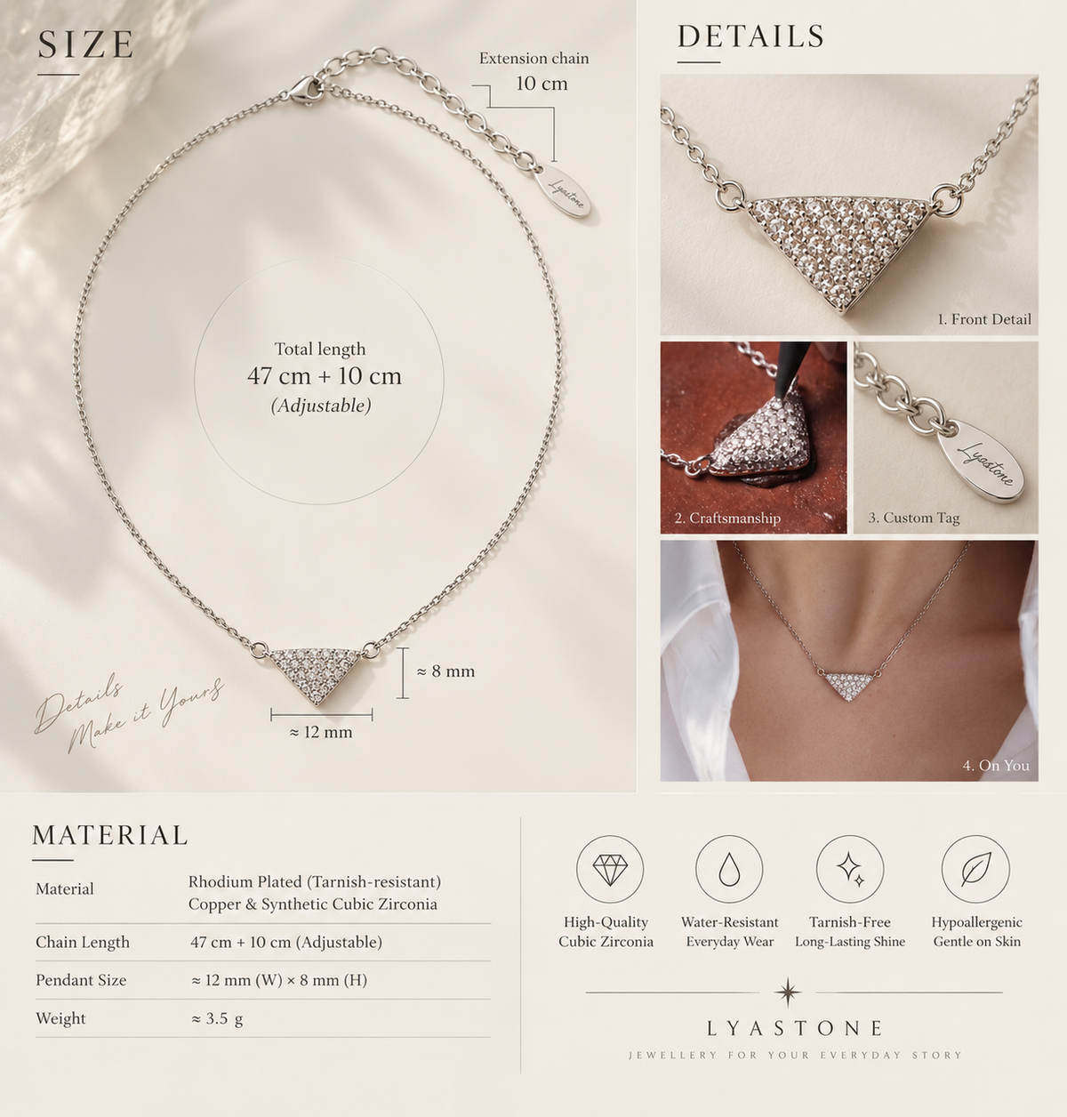 Pavé Triangular Zircon Necklace – image 4