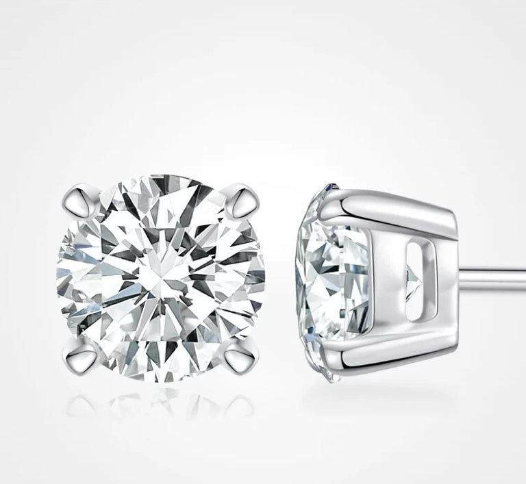 4 prong round lab diamond stud earrings