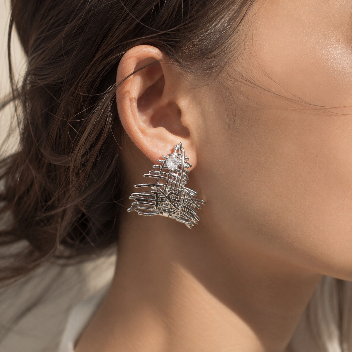 Irregular Woven Linen-Texture Hoop Earrings