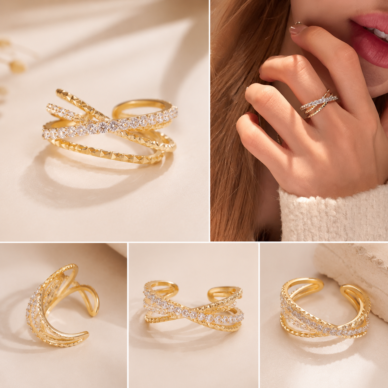 Sparking Crisscross Ring
