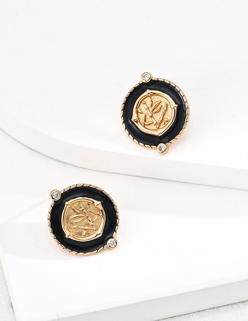 Antique gold zirconia earrings