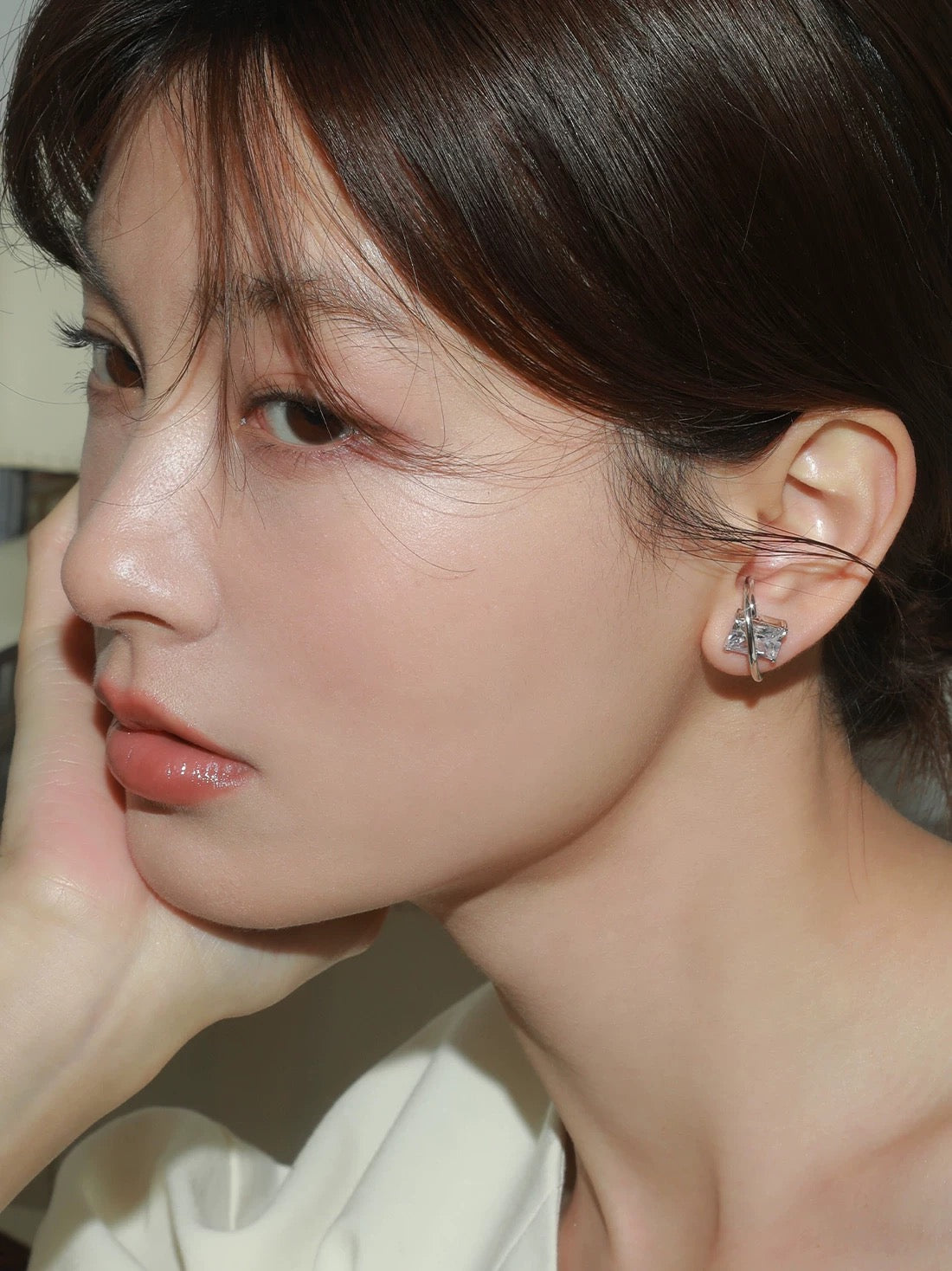 Architectural zirconia stud earrings