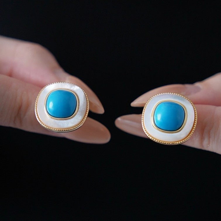 Artisanal tiger eye stud earrings
