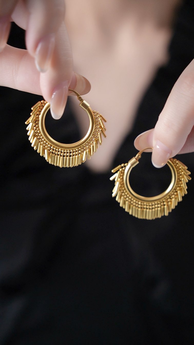 Bold brass hoop earrings for women