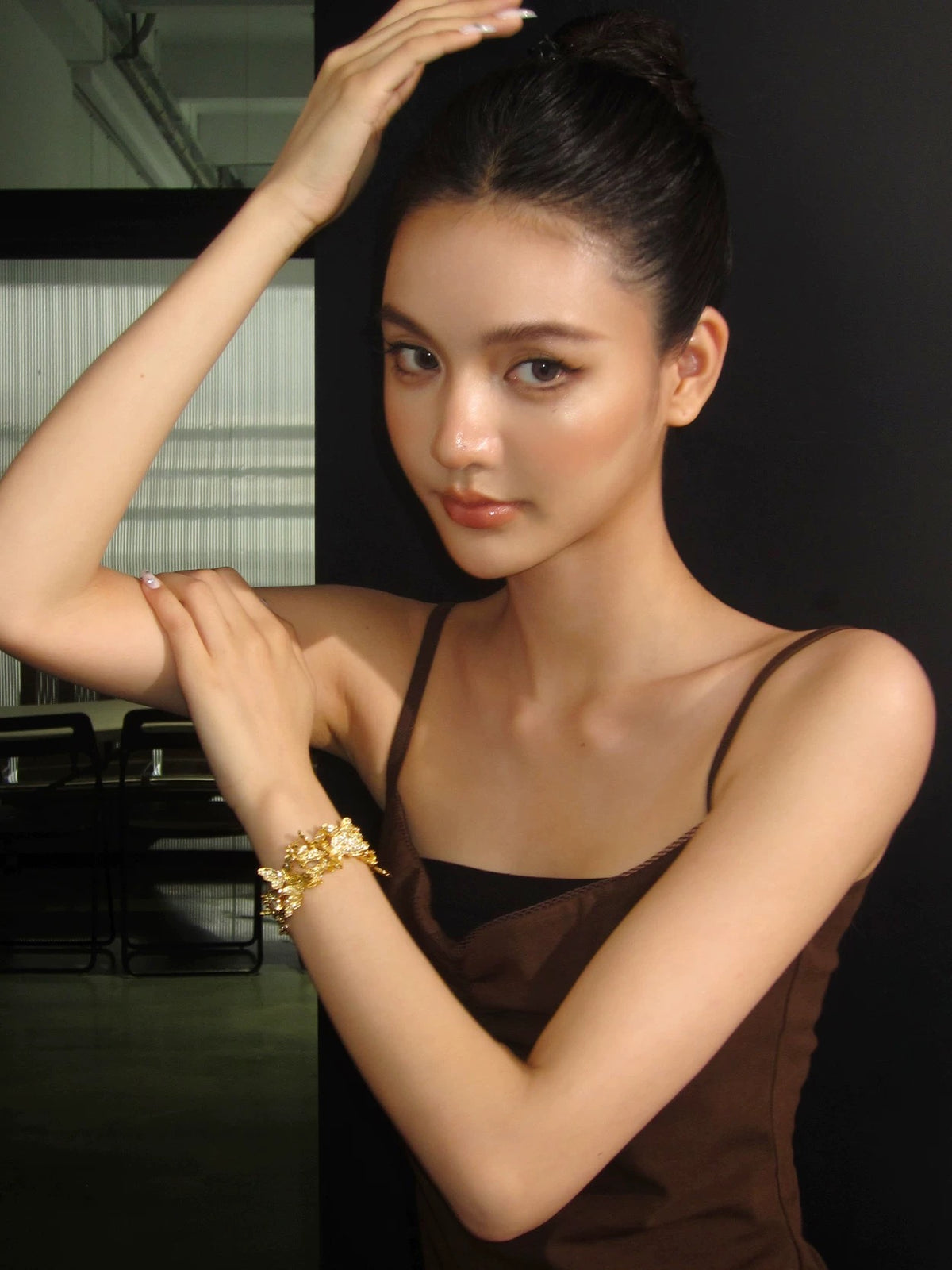 Butterfly bracelet with liquid metal texture
