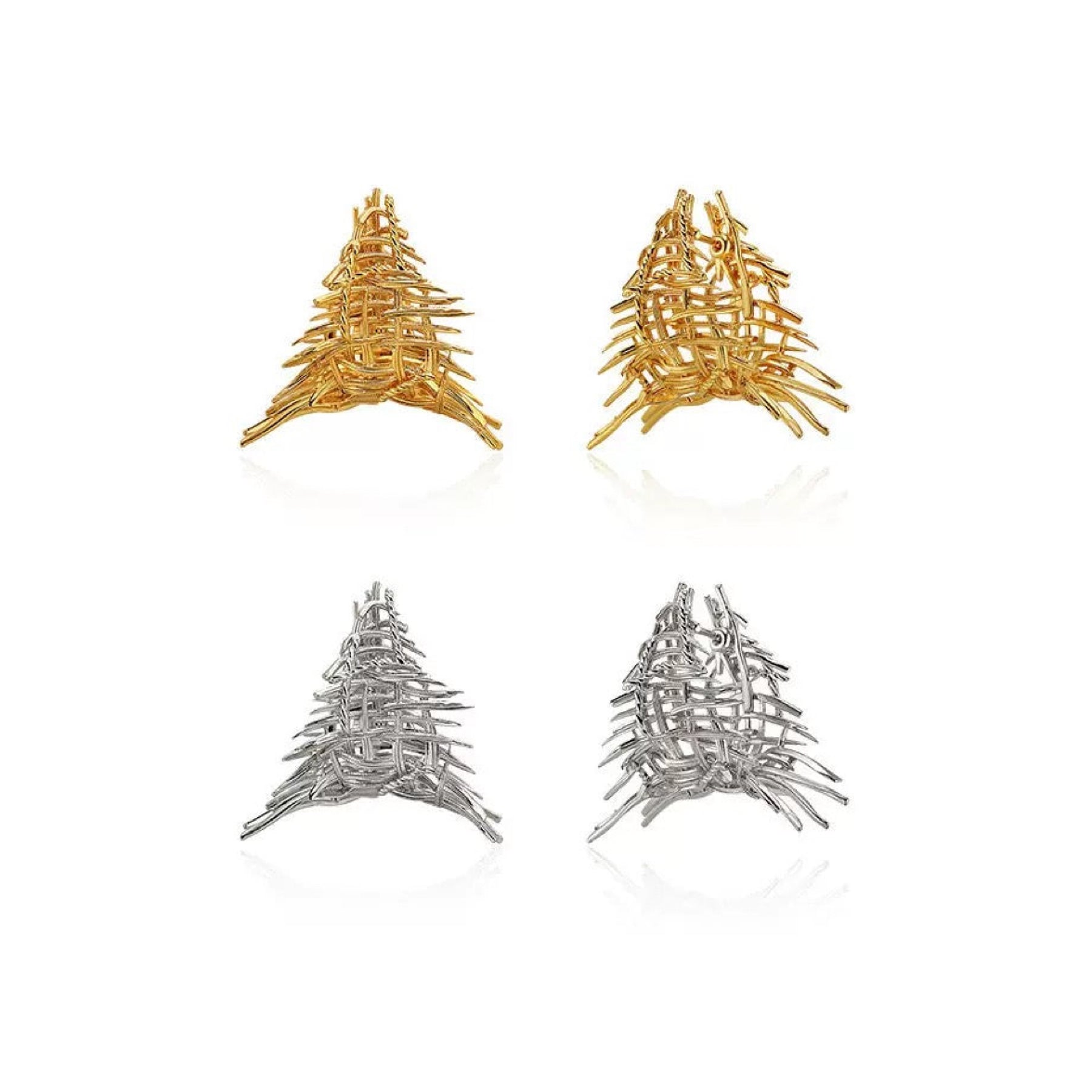 Irregular Woven Linen-Texture Hoop Earrings