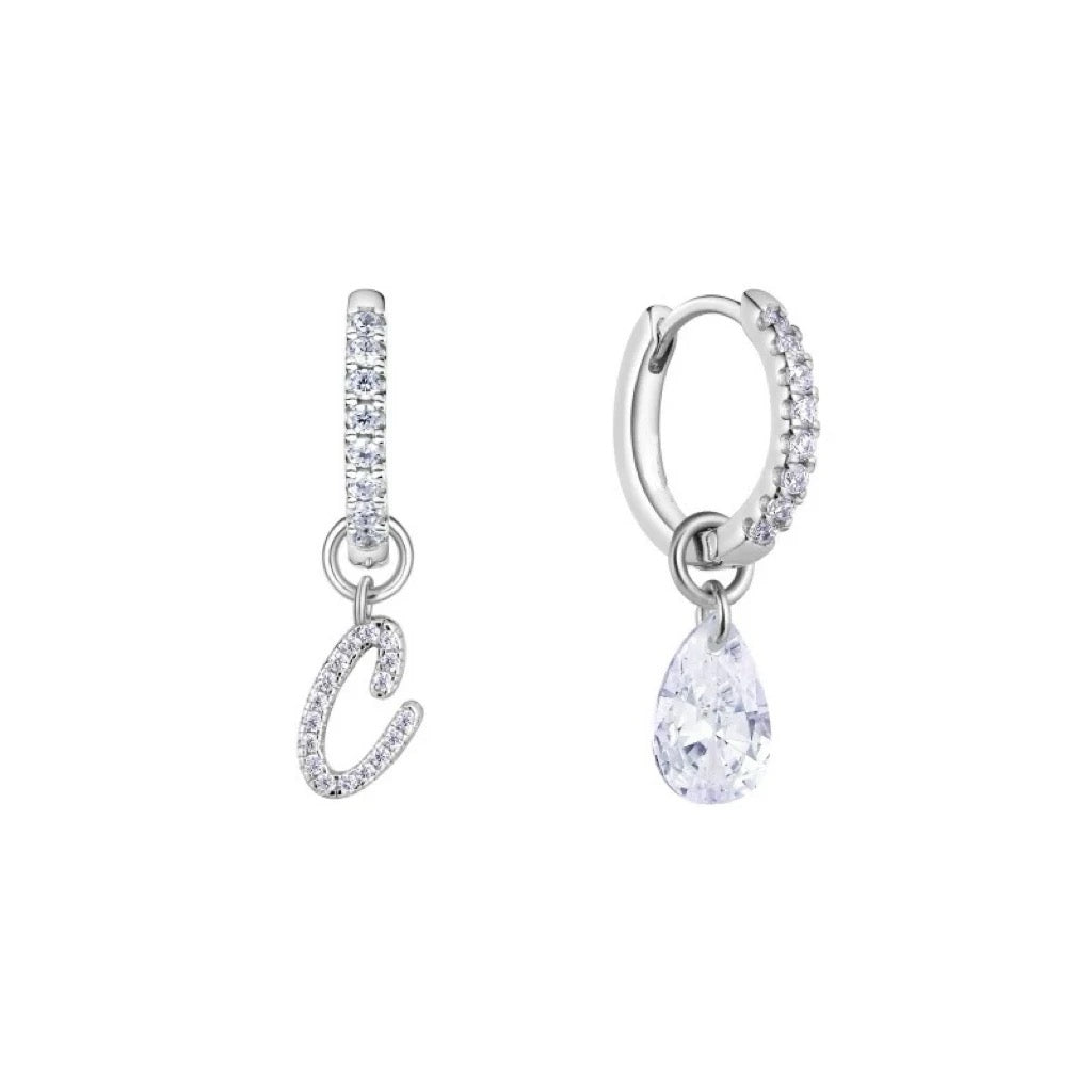 Cubic zirconia letter stud earrings