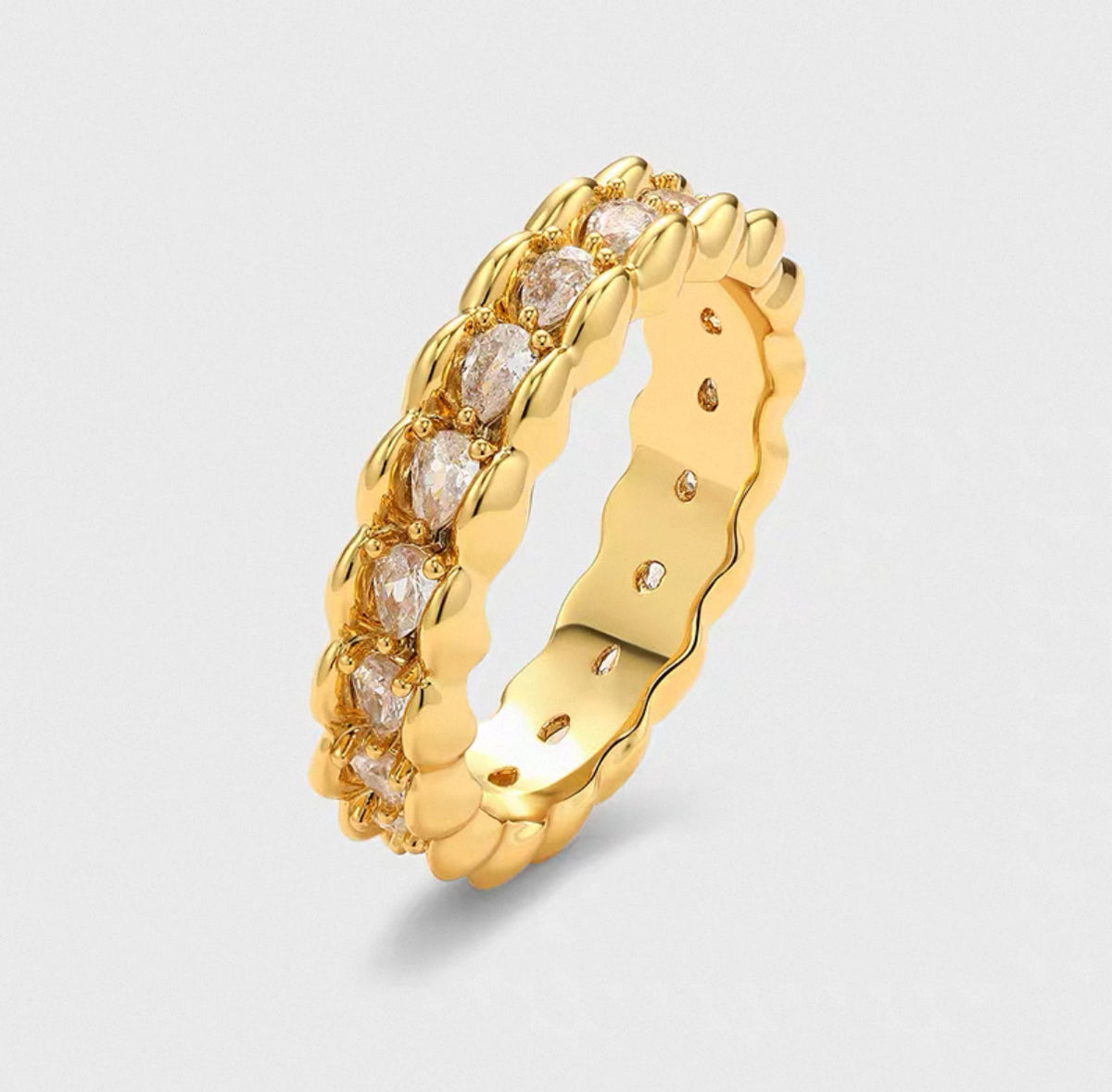 Cubic zirconia serpentine ring