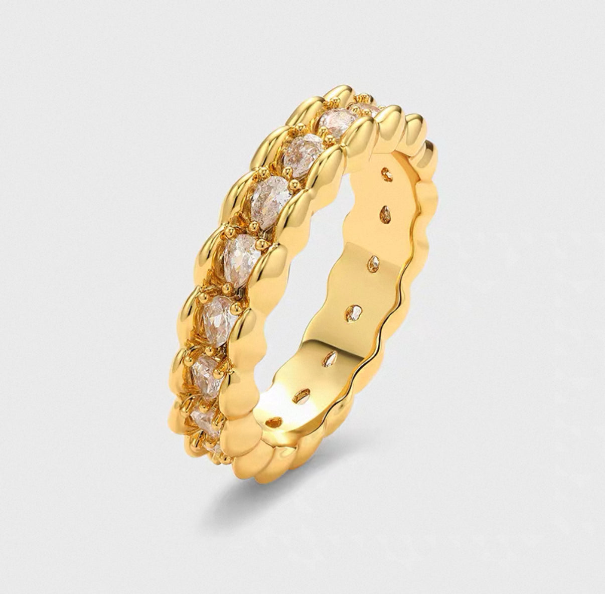 Cubic zirconia serpentine ring