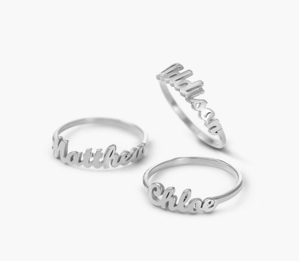 Custom sterling silver name ring