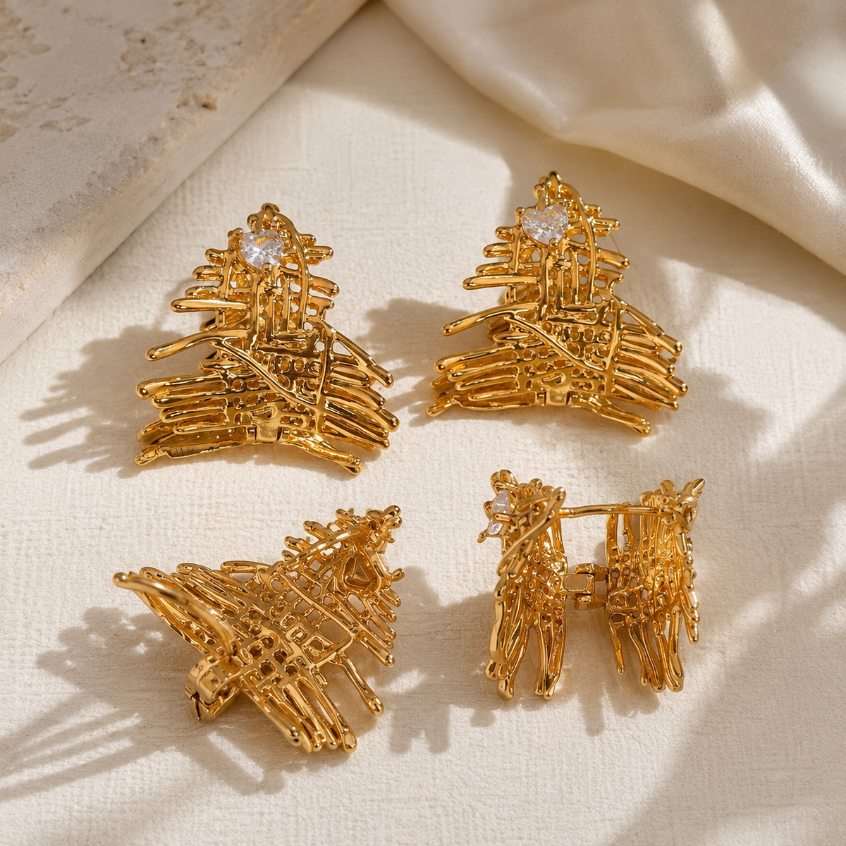 Irregular Woven Linen-Texture Hoop Earrings