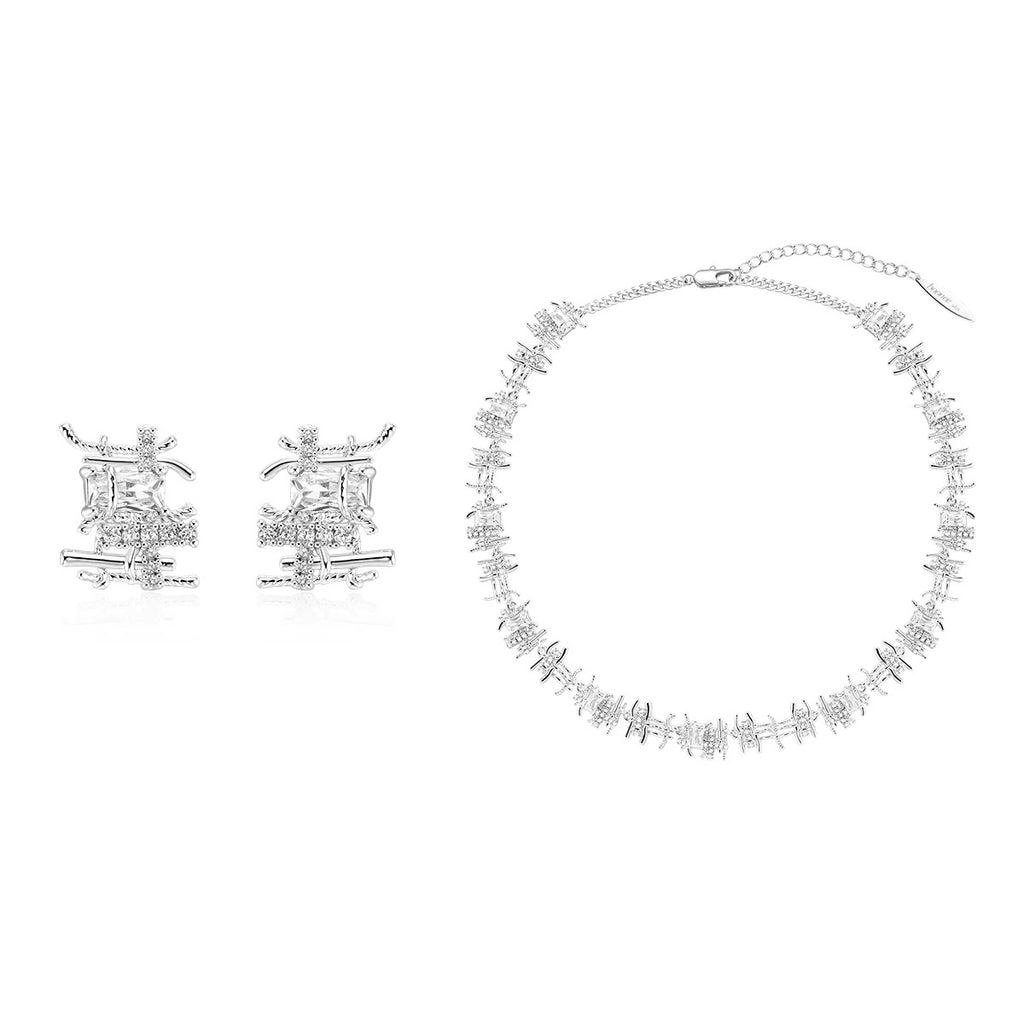 Designer woven zirconia stud earrings