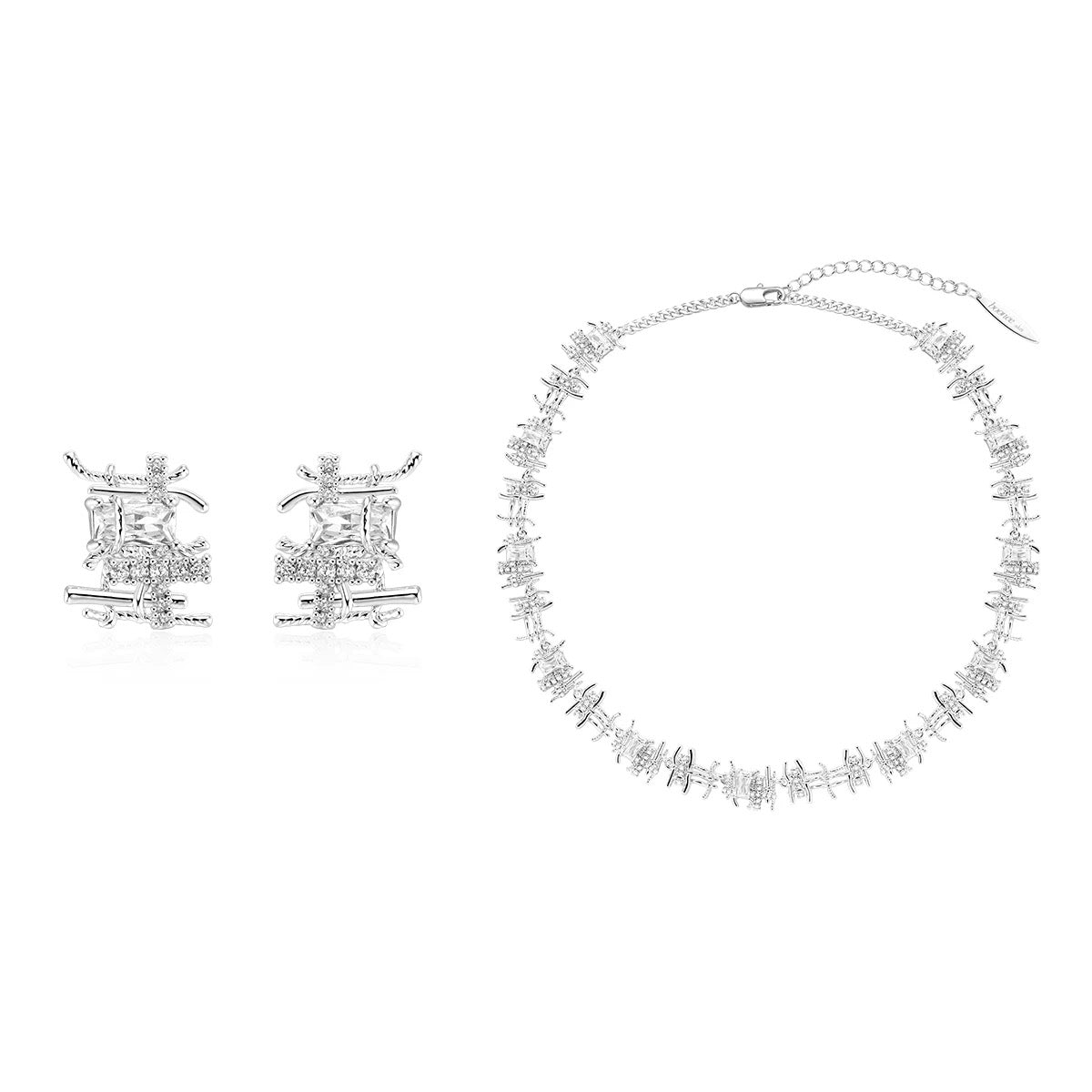 Designer woven zirconia stud earrings