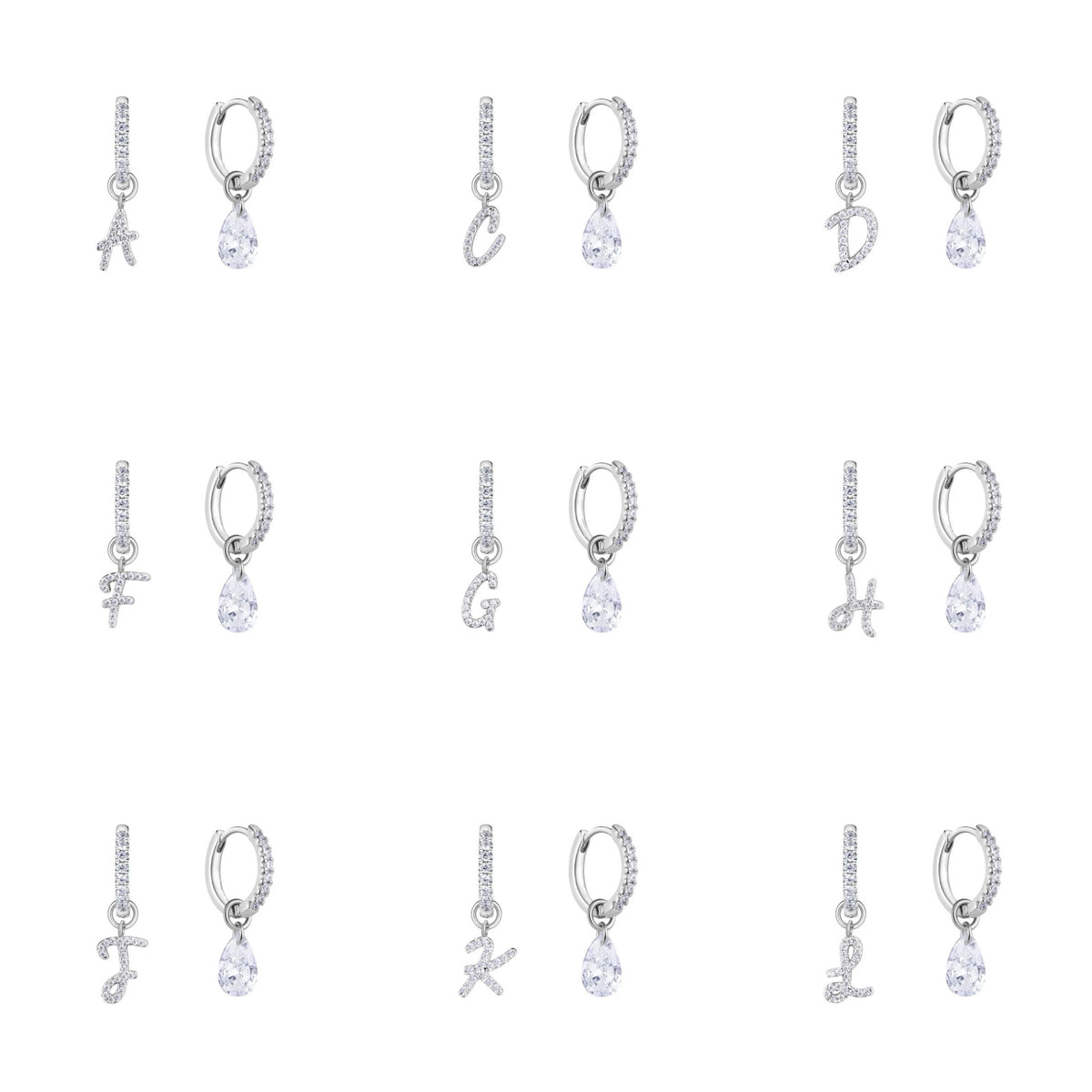 Zircon Letter Stud Earrings initial style