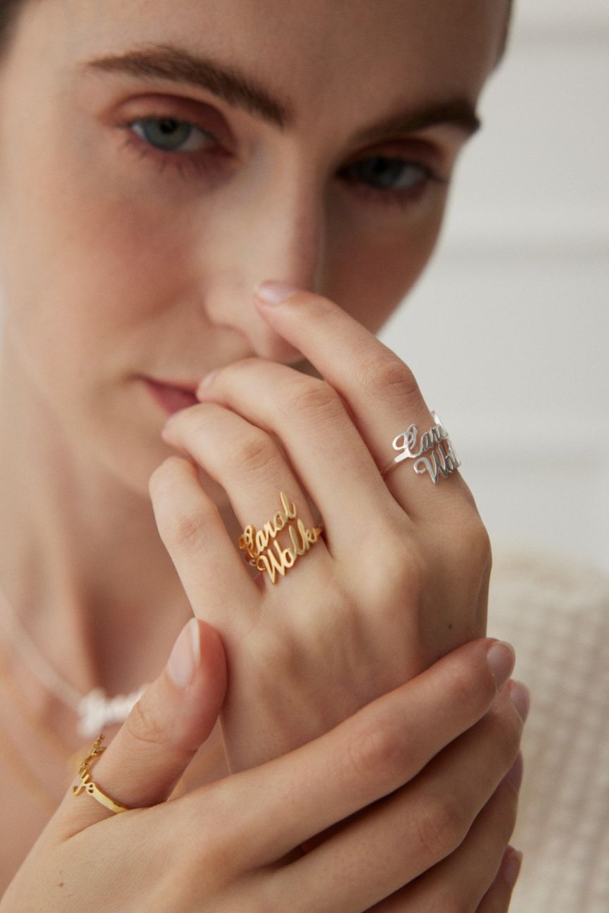 Double-layer custom name ring