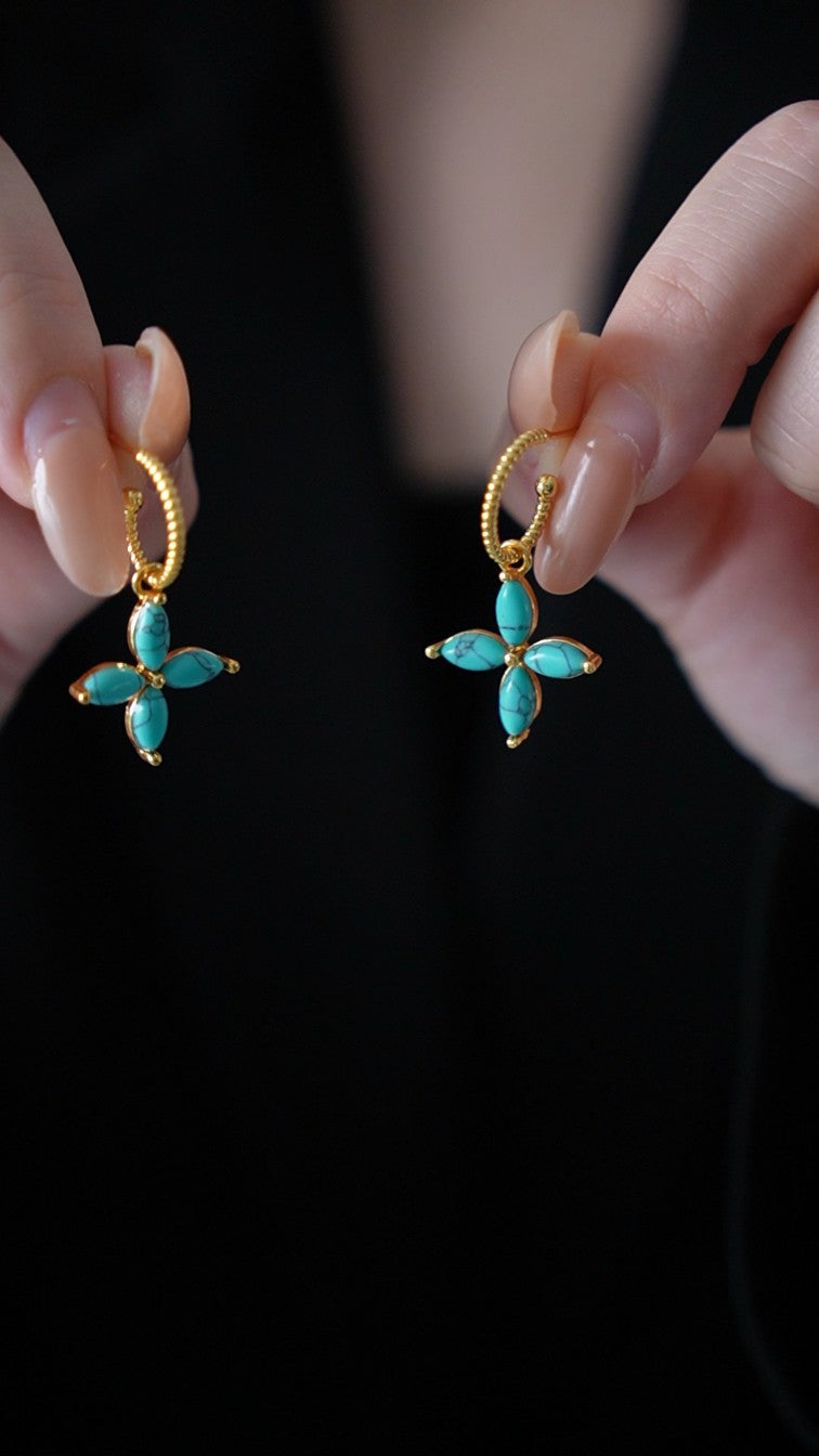 Four-leaf clover turquoise earrings