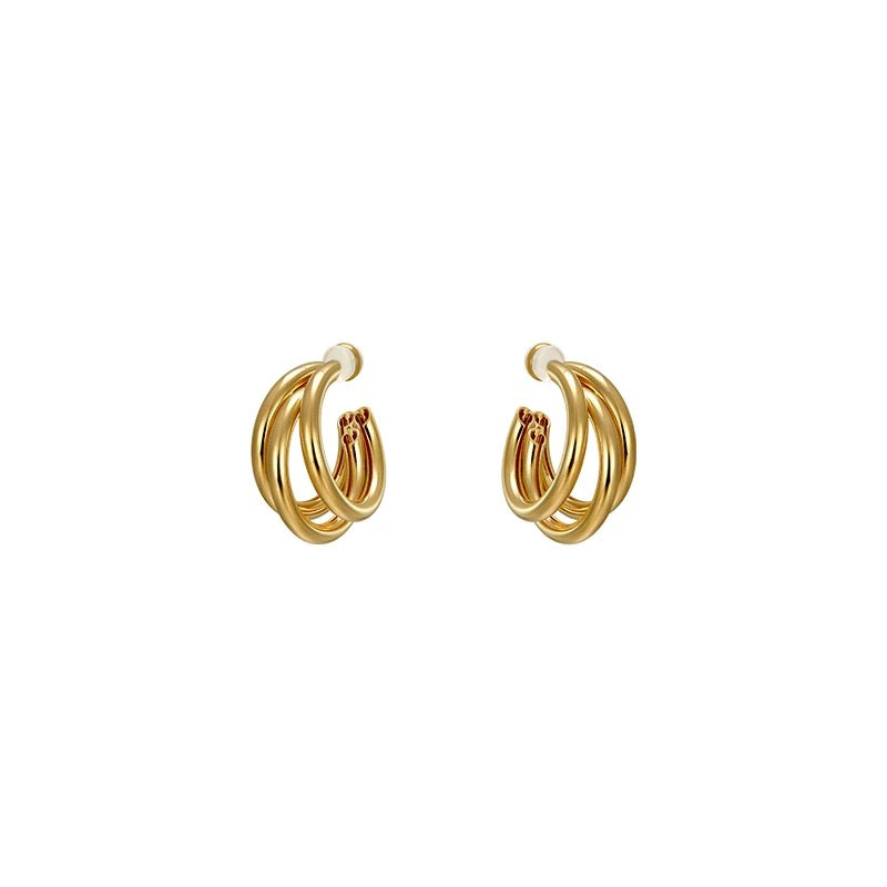 Gold minimalist C-hook earrings