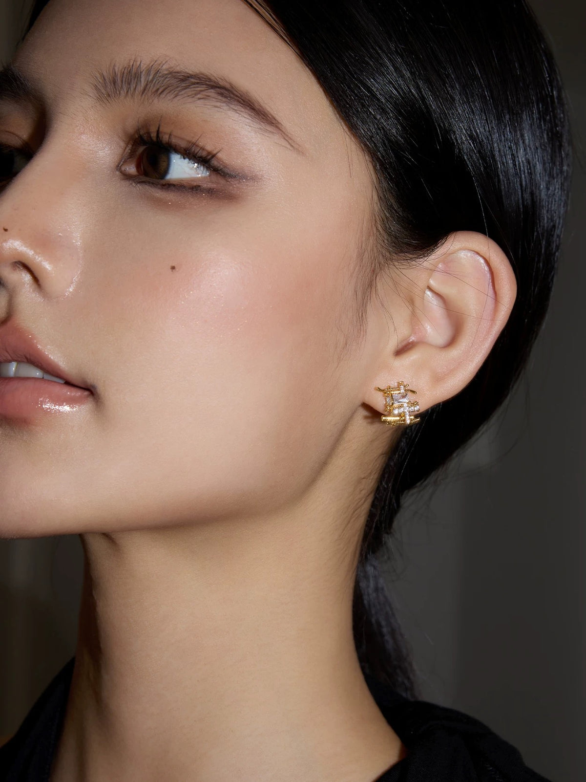 Gold plated woven stud earrings