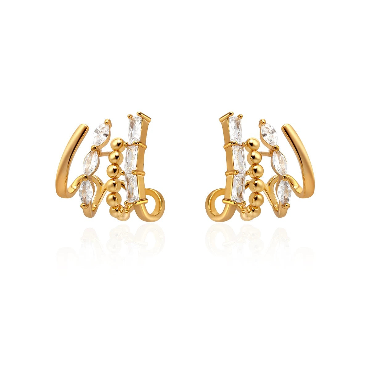 Irregular Zircon Metal Hoop Earrings