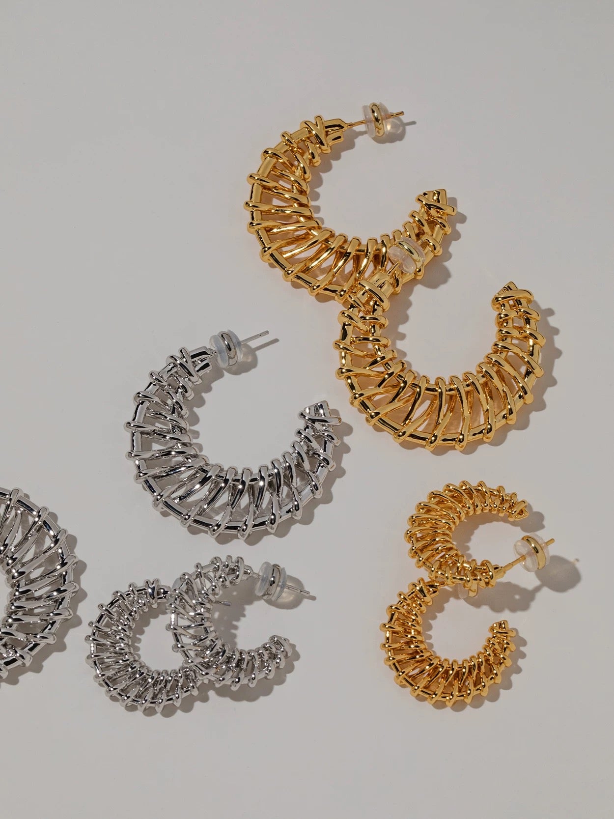 Gold woven stud earrings for women