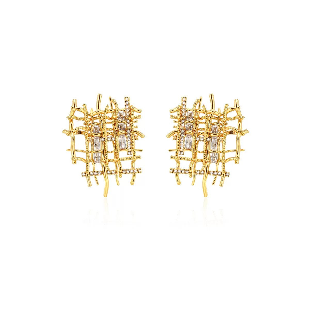 Handwoven asymmetric stud earrings