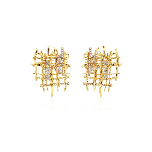 Handwoven asymmetric stud earrings