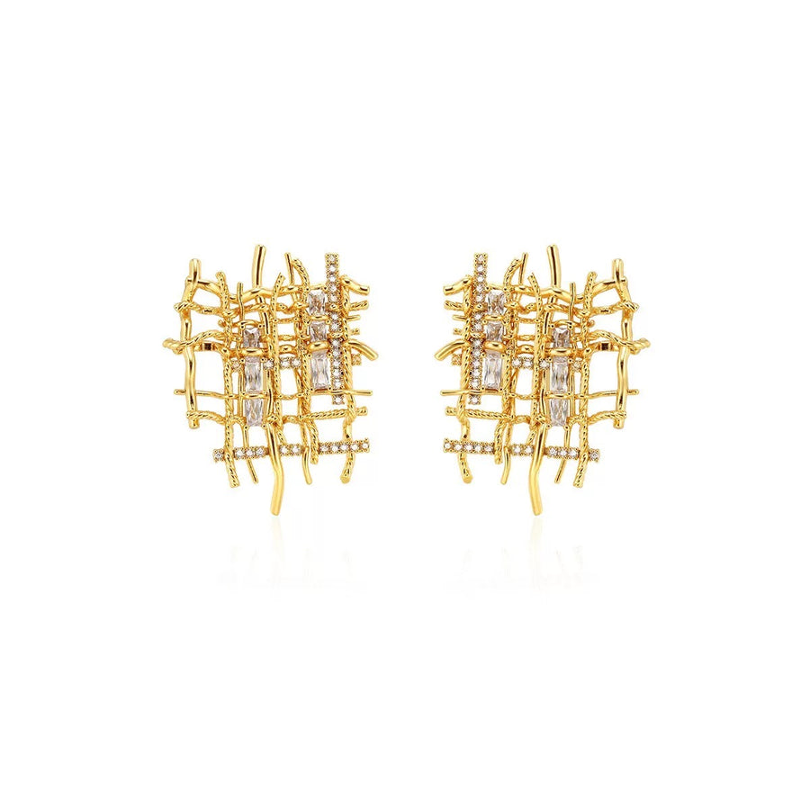 Handwoven asymmetric stud earrings