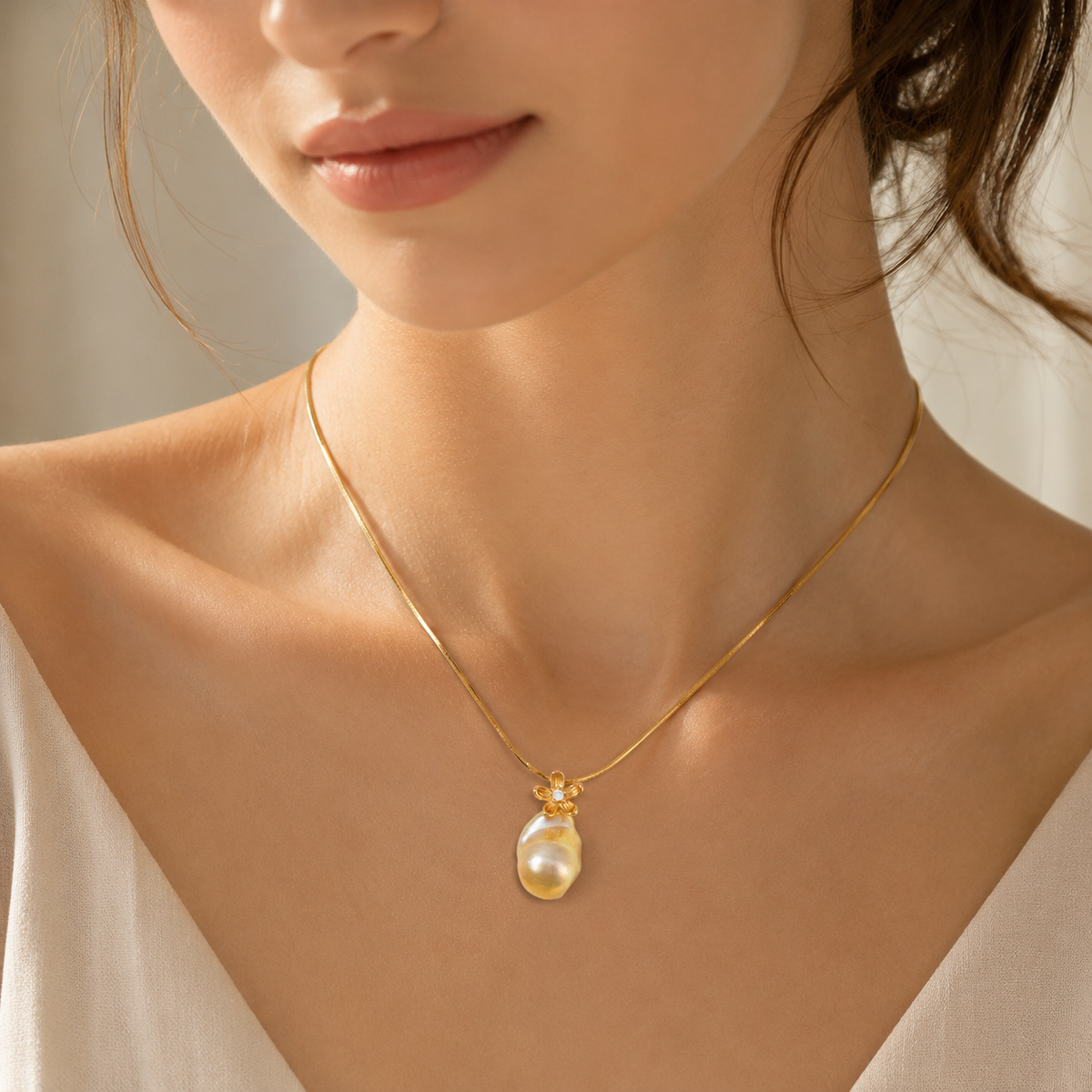 Baroque Pearl Flower Necklace