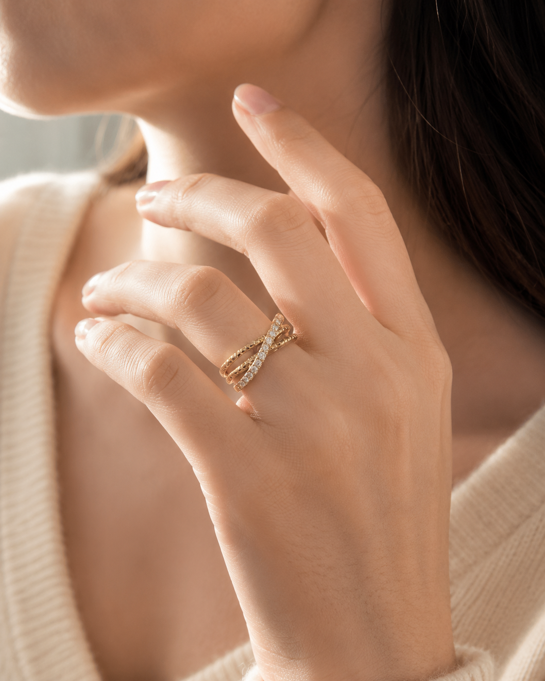 Sparkling Crisscross Ring