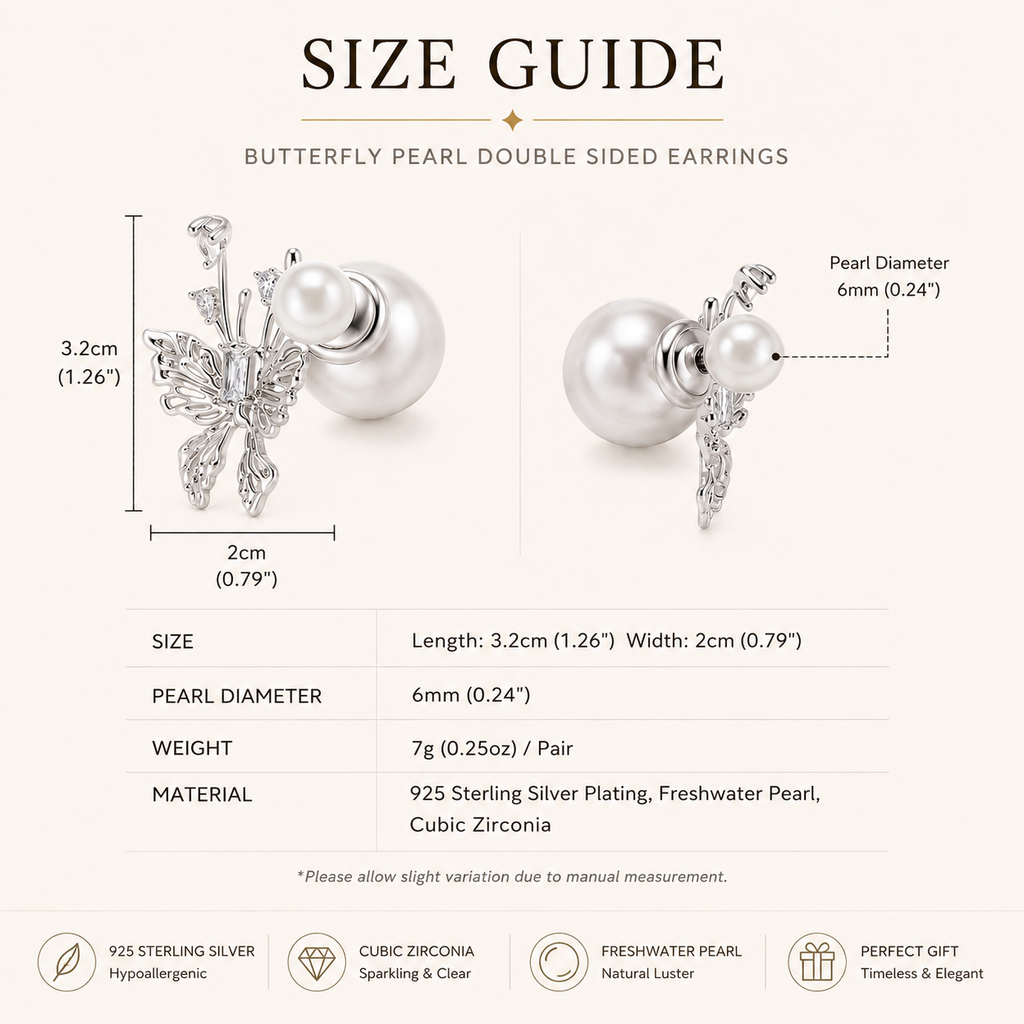 Delicate Butterfly & Pearl Studs
