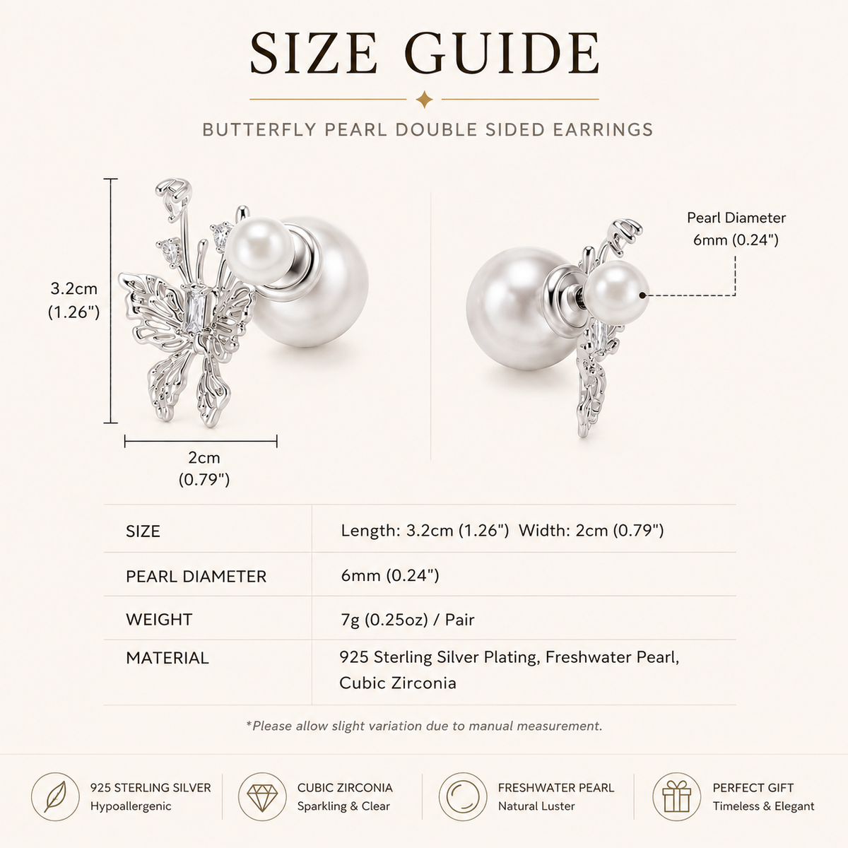 Delicate Butterfly & Pearl Studs