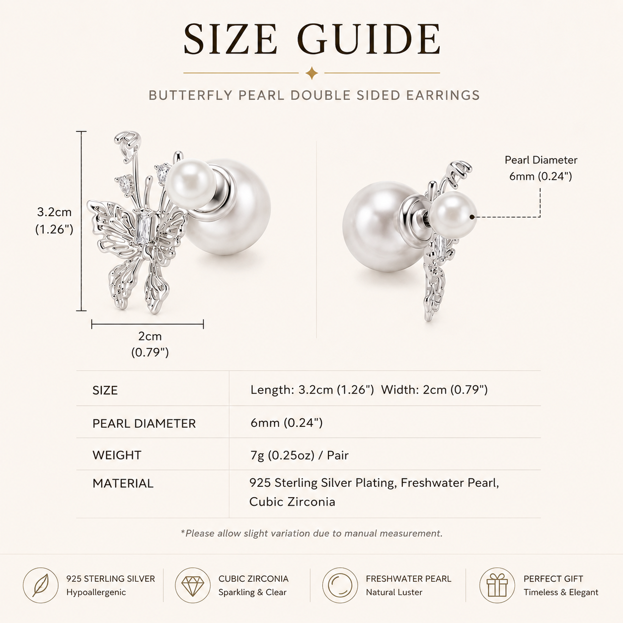 Delicate Butterfly & Pearl Studs
