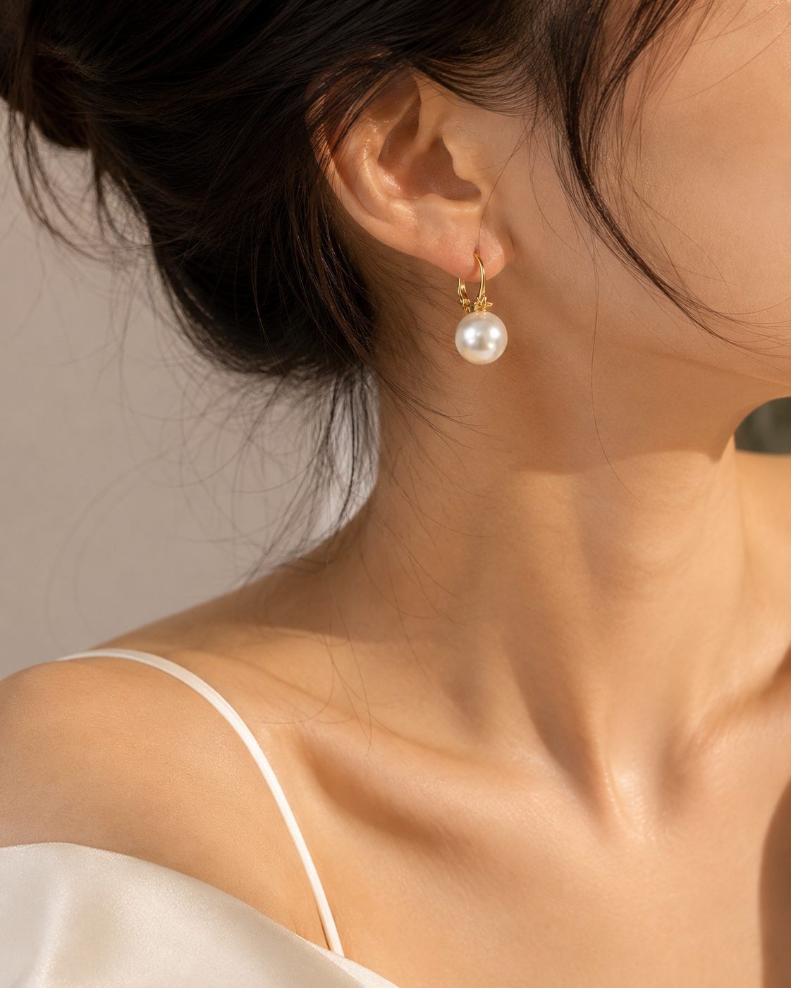 Ivory Muse Pearl Hoop Earrings