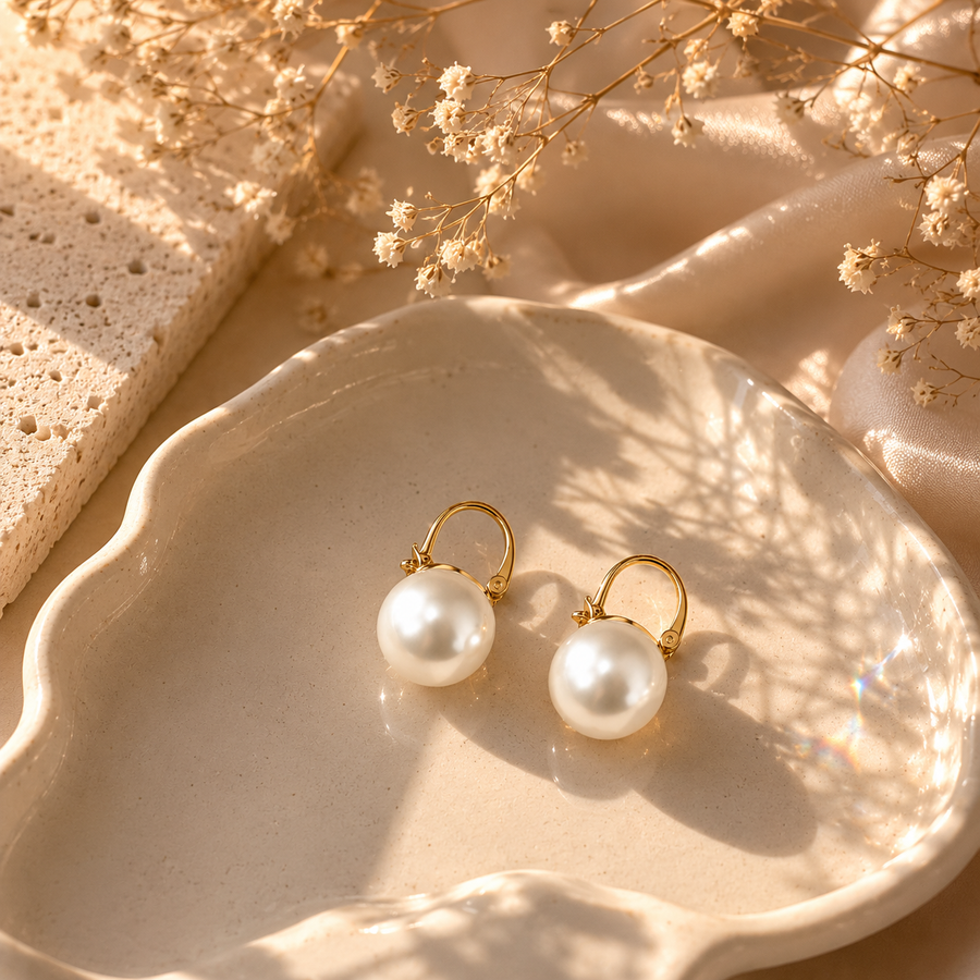 Ivory Muse Pearl Hoop Earrings