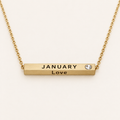January Month of Love gold bar necklace by Lyastone