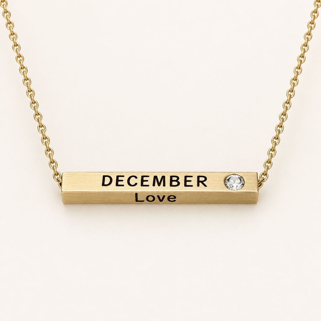 November Month of Love gold bar necklace by Lyastone