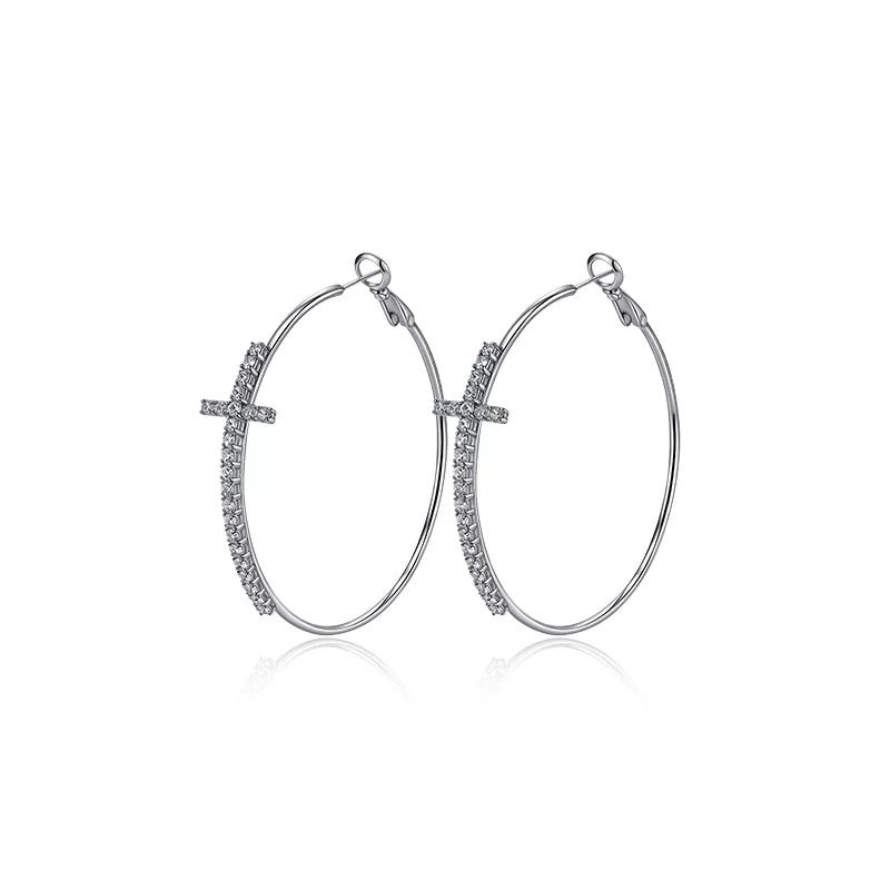 Cross Hoop Earrings
