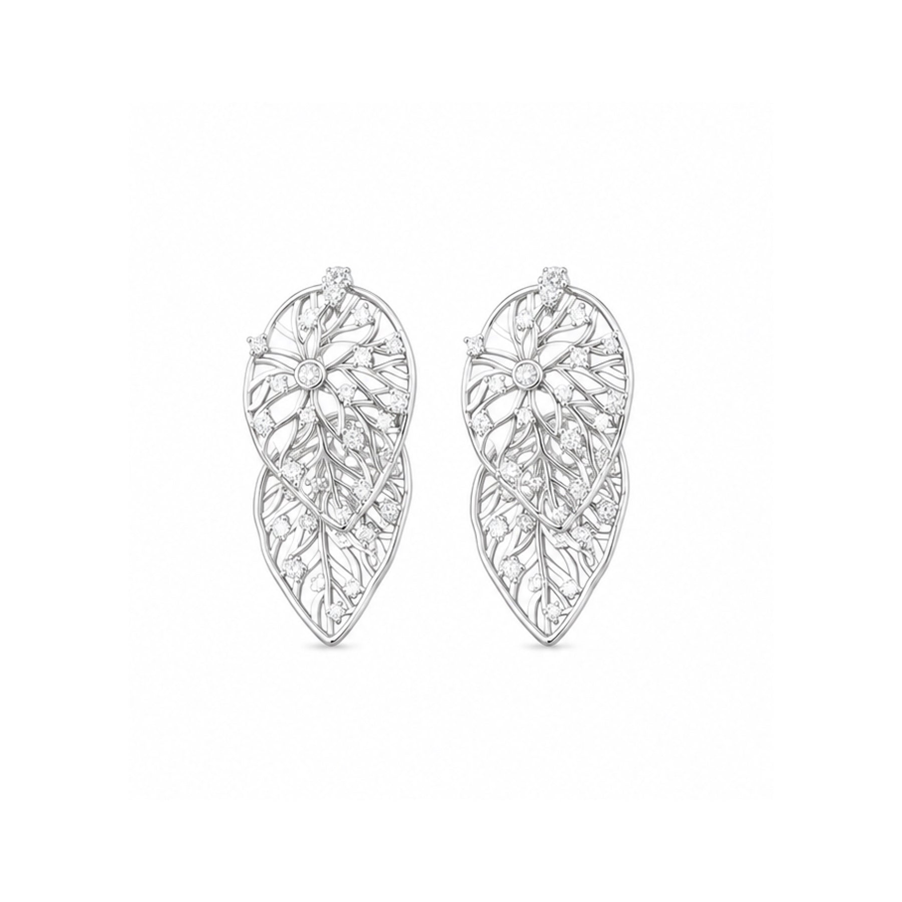 Hollow Diamond Leaf Earrings