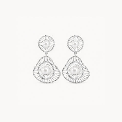French Retro Hollow Pearl Earrings
