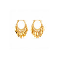 Retro Gold Dangle Hoop Earrings – 22K Gold Plated