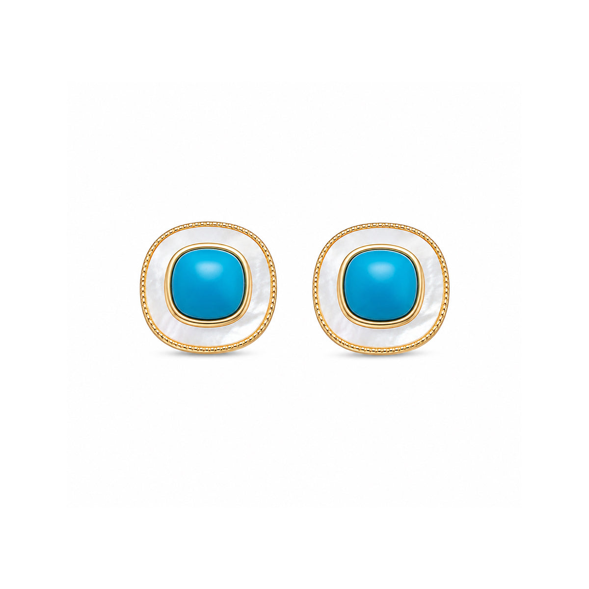 Artisanal Tiger Eye & Enamel Stud Earrings