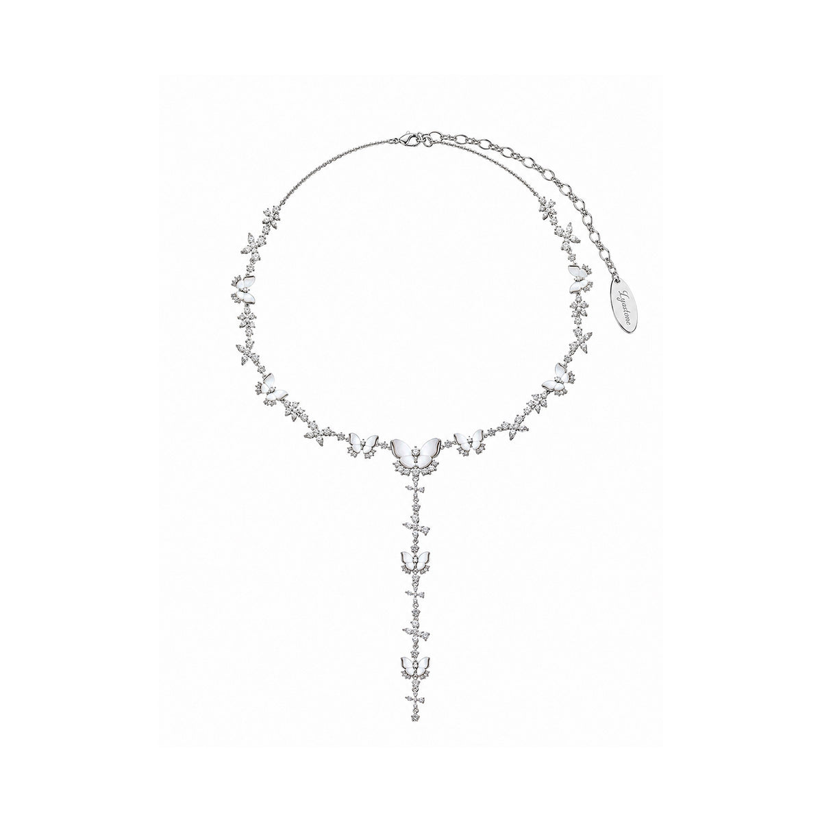 Natural White Mother-of-Pearl Butterfly Necklace