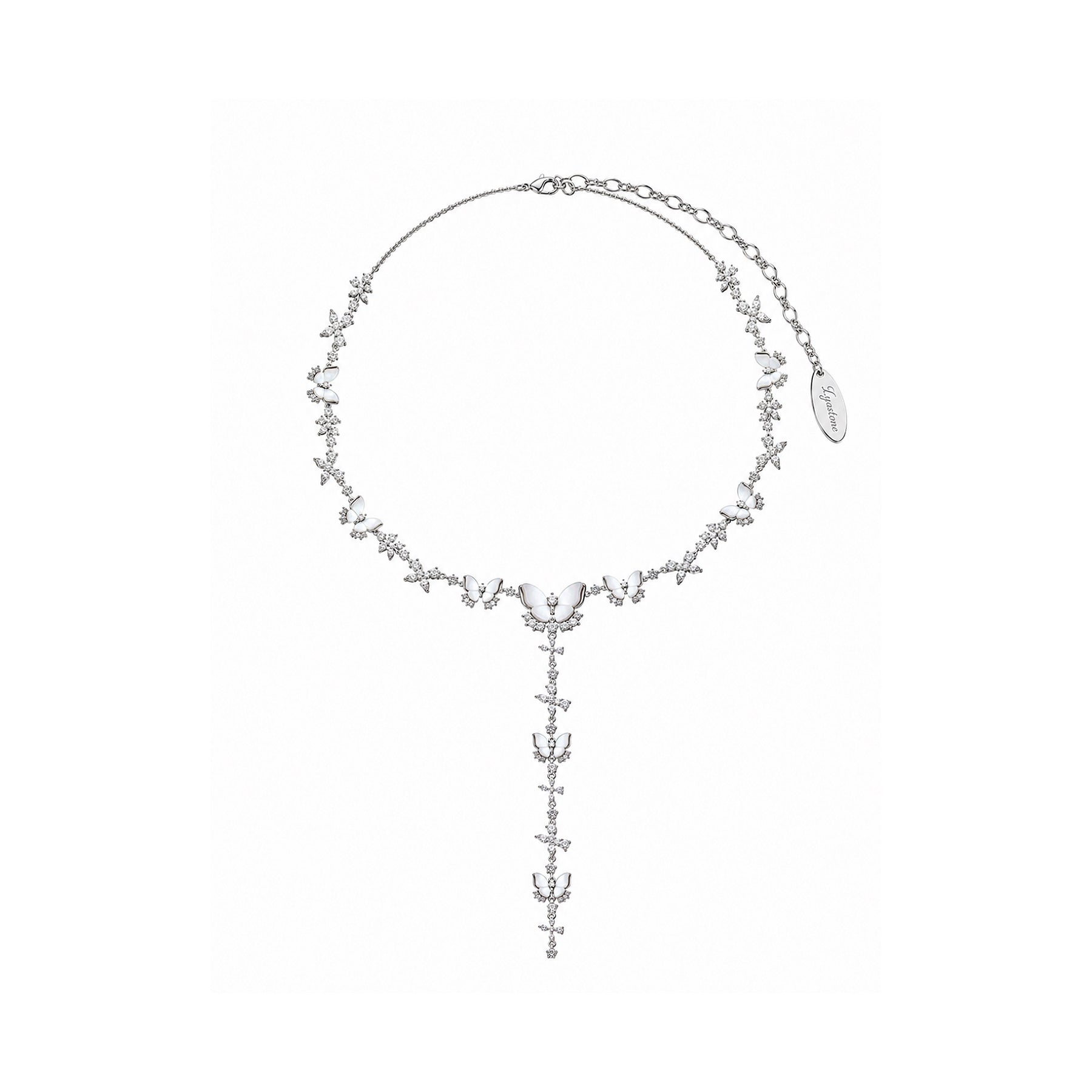 Natural White Mother-of-Pearl Butterfly Necklace